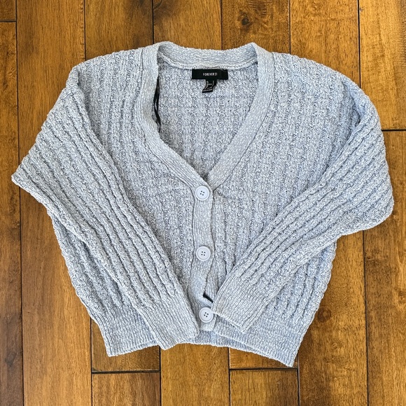 Forever 21 Sweaters - Forever 21 Pastel Blue Textured Cardigan